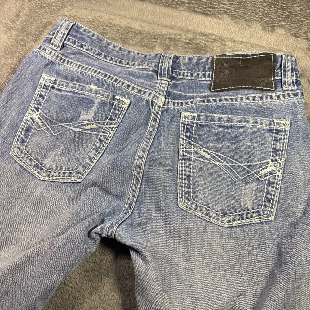 Rock and Roll Cowboy Pistol Slim Bootcut Jeans Light Wash Blue 34x32 Distressed - Picture 3 of 8